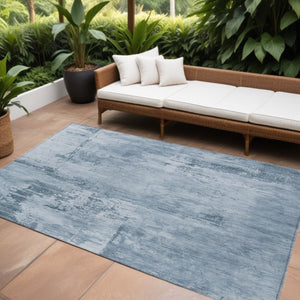 HomeRoots 5' Denim Blue and Silver Abstract Area Rug - Washable, Non-Slip, Durable for Indoor and Outdoor Use 8' X 10' 602698