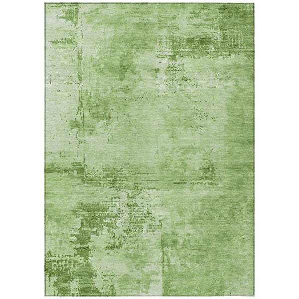 HomeRoots 5' Green and Ivory Abstract Area Rug – Stylish, Washable, Indoor/Outdoor with Non-Slip Backing 5' X 8' 602702