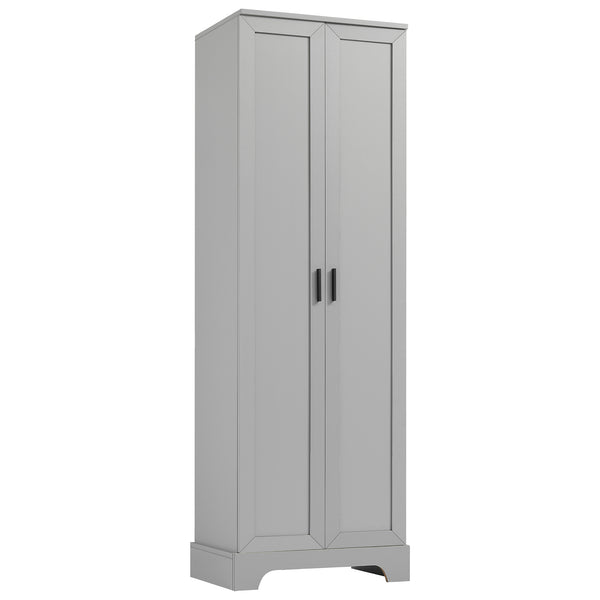 English Elm Storage Cabinet Modern Two-Door MDF Organizer with Adjustable Shelf, Anti-Tip Hardware, Durable Design Grey N725P331419E
