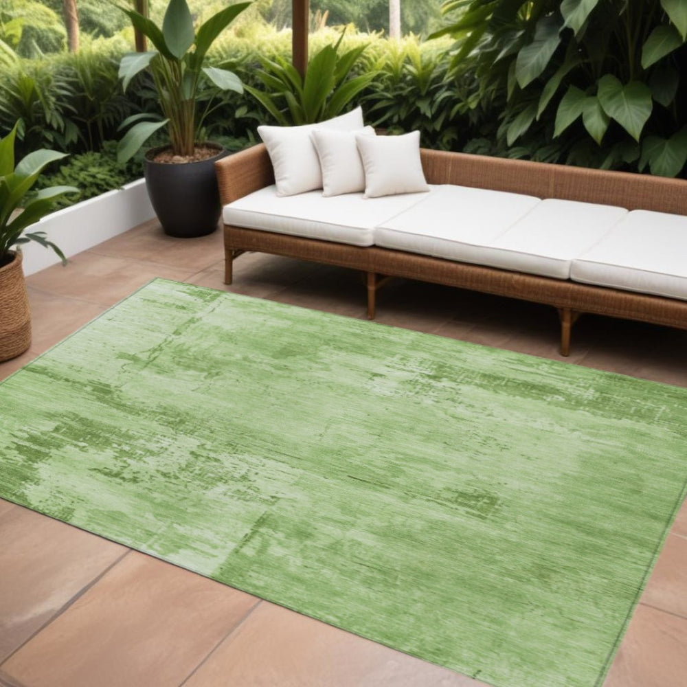 HomeRoots 9' X 12' Green And Ivory Abstract Washable Area Rug - Durable, Stylish For Indoor & Outdoor Spaces 602705