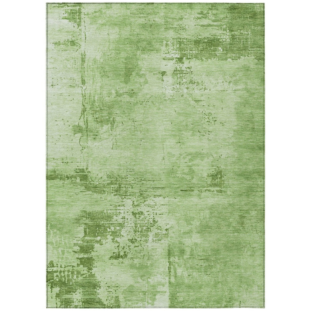 HomeRoots 9' X 12' Green And Ivory Abstract Washable Area Rug - Durable, Stylish For Indoor & Outdoor Spaces 602705