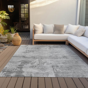 Homeroots 3' Beige And Gray Abstract Washable Indoor Outdoor Area Rug For Versatile Home Decor Solutions 3' X 5' Polyester 602707