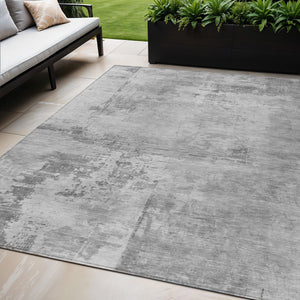 Homeroots 3' Beige And Gray Abstract Washable Indoor Outdoor Area Rug For Versatile Home Decor Solutions 5' X 8' Polyester 602708
