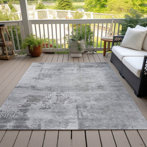 Homeroots 3' Beige And Gray Abstract Washable Indoor Outdoor Area Rug For Versatile Home Decor Solutions 5' X 8' Polyester 602708