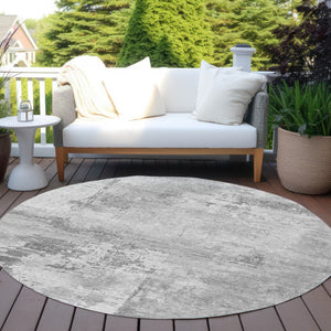 Homeroots 3' Beige And Gray Abstract Washable Indoor Outdoor Area Rug For Versatile Home Decor Solutions 8' Round Polyester 602709