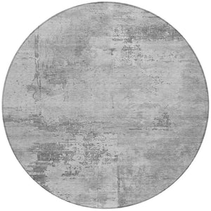 Homeroots 3' Beige And Gray Abstract Washable Indoor Outdoor Area Rug For Versatile Home Decor Solutions 8' Round Polyester 602709