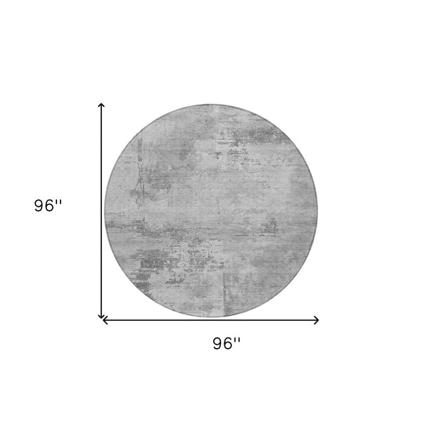 Homeroots 3' Beige And Gray Abstract Washable Indoor Outdoor Area Rug For Versatile Home Decor Solutions 8' Round Polyester 602709