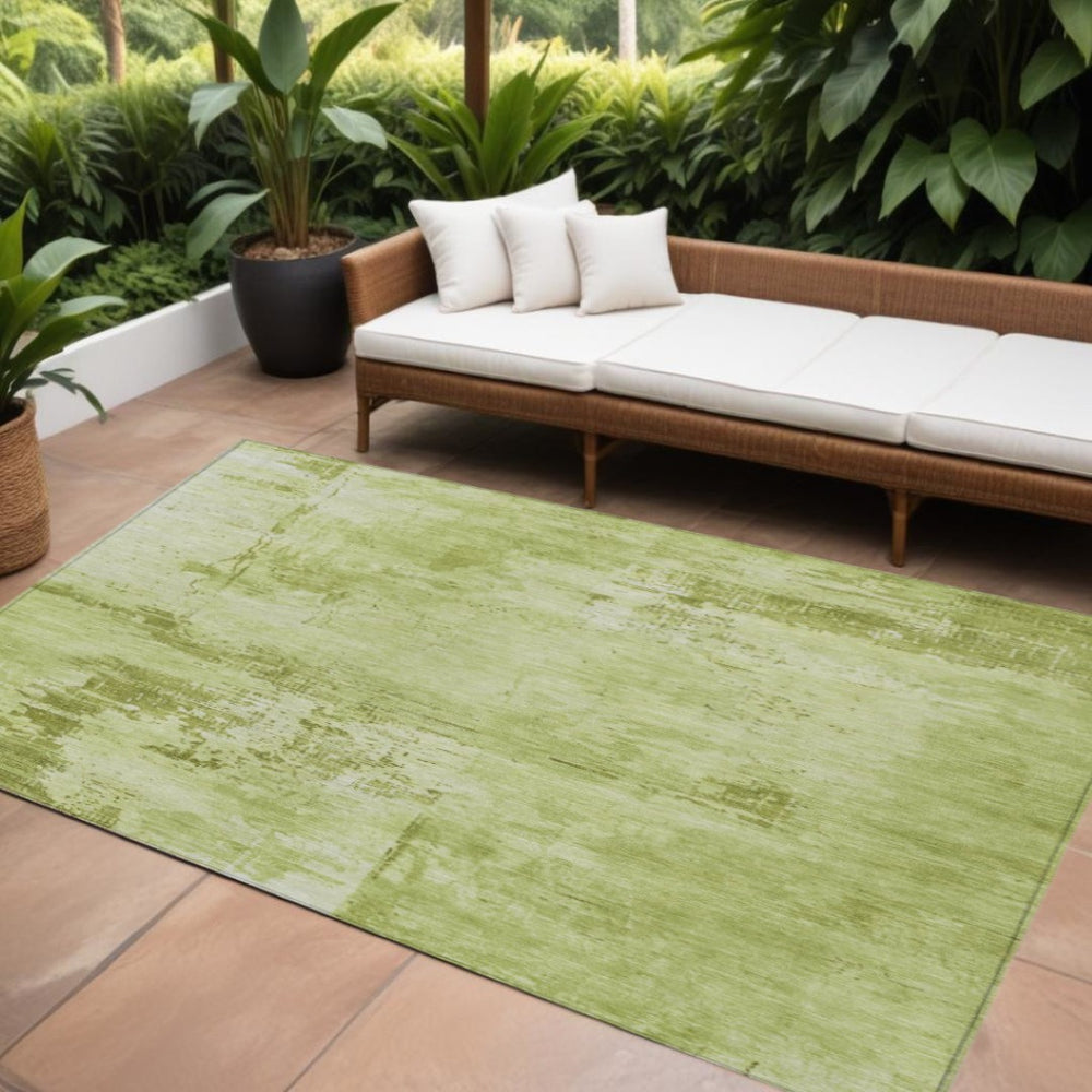HomeRoots 9' X 12' Lime Green & Ivory Abstract Area Rug – Stylish, Washable, Durable for Indoor & Outdoor Use 602717