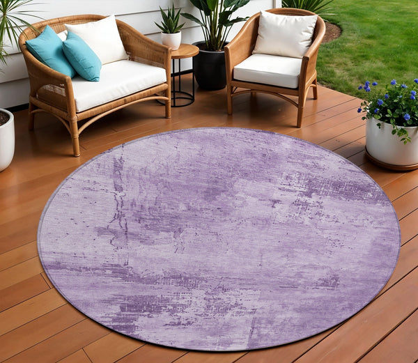 Homeroots 3' Beige And Gray Abstract Washable Indoor Outdoor Area Rug For Versatile Home Decor Solutions 8' Round Polyester 602721