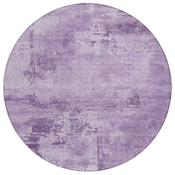 HomeRoots 5' Stylish Lavender and Purple Abstract Area Rug for Indoor and Outdoor High-Traffic Spaces 8' Round 602721