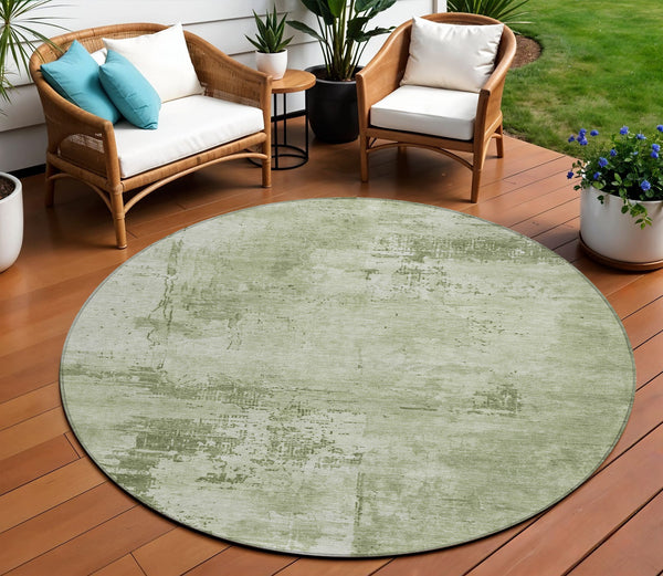 Homeroots 3' Beige And Gray Abstract Washable Indoor Outdoor Area Rug For Versatile Home Decor Solutions 8' Round Polyester 602733