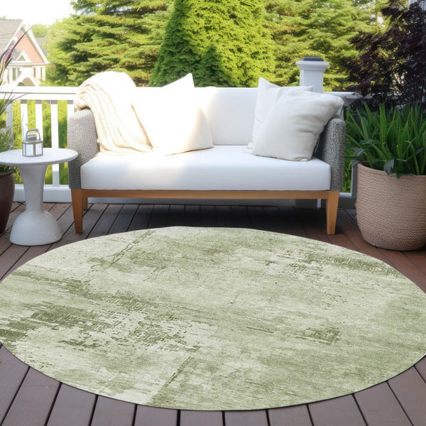 Homeroots 3' Beige And Gray Abstract Washable Indoor Outdoor Area Rug For Versatile Home Decor Solutions 8' Round Polyester 602733