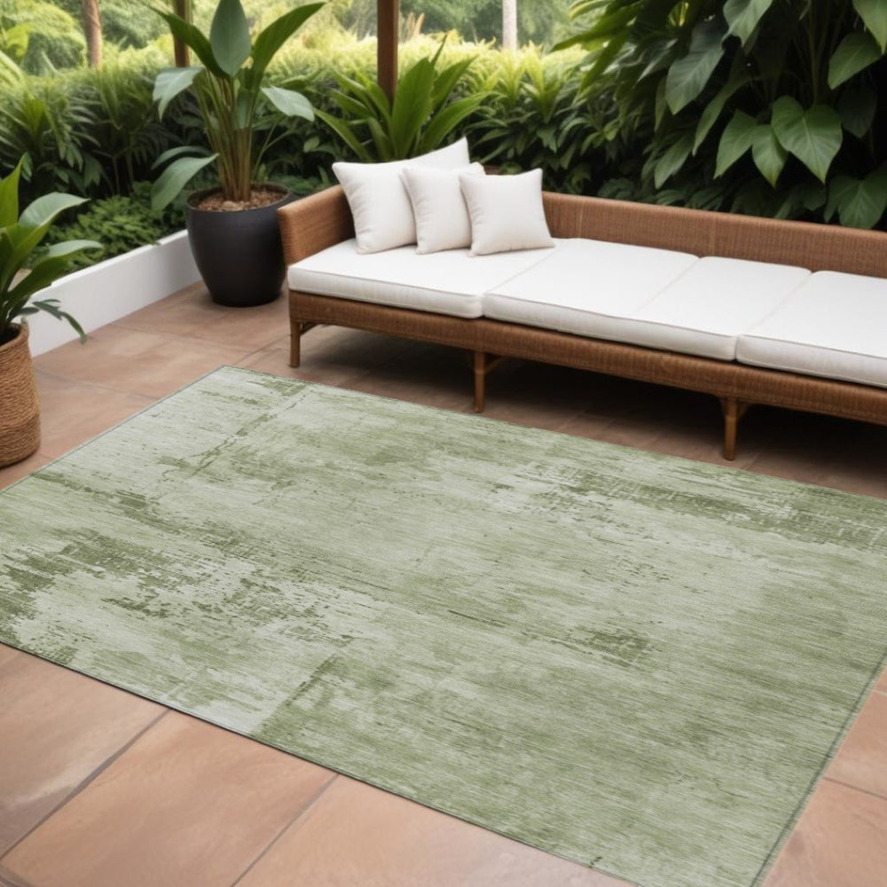 HomeRoots 5' Olive Green and Ivory Abstract Area Rug – Stylish, Durable, Machine Washable for Indoor/Outdoor Use 8' X 10' 602734