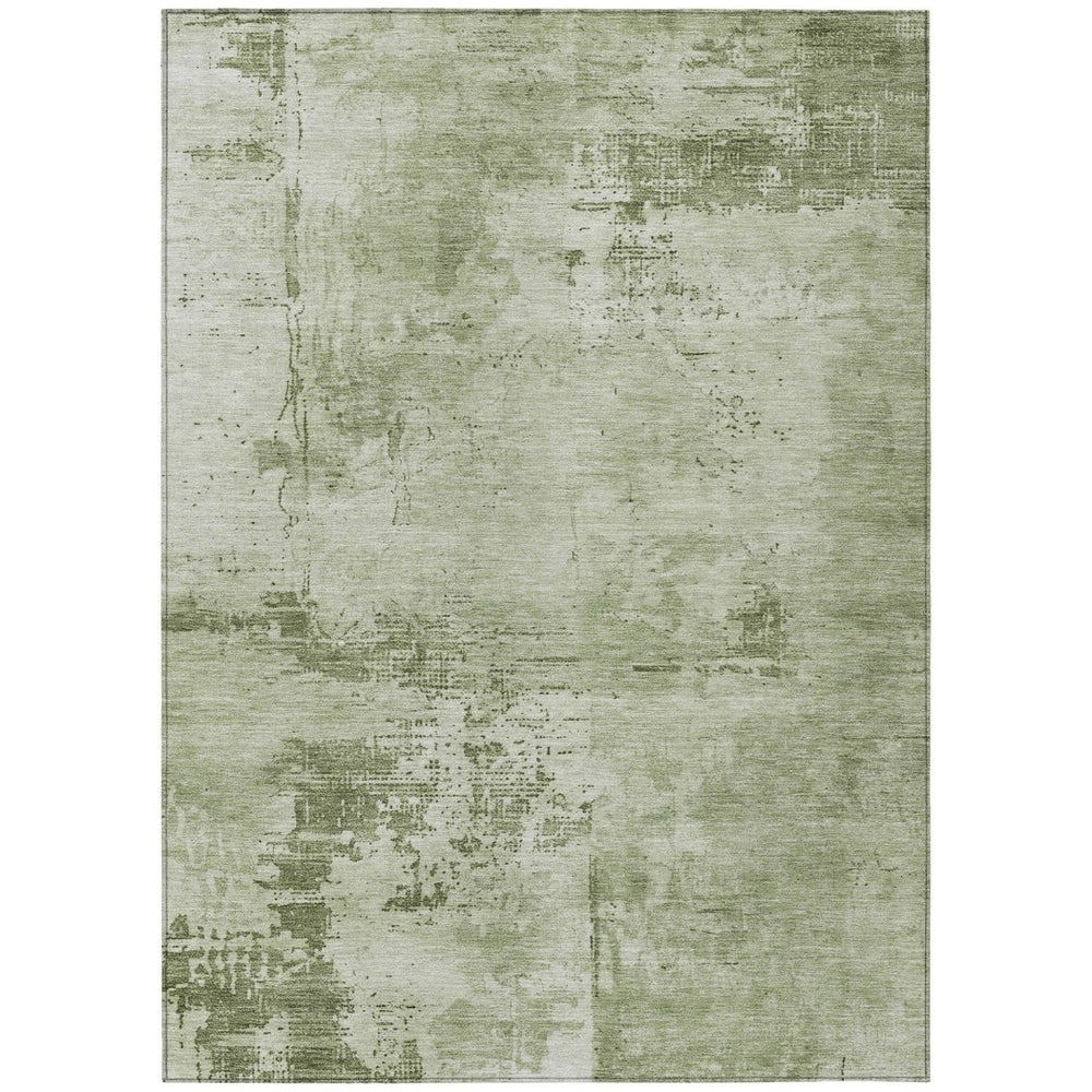 HomeRoots 5' Olive Green and Ivory Abstract Area Rug – Stylish, Durable, Machine Washable for Indoor/Outdoor Use 8' X 10' 602734