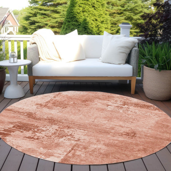 Homeroots 3' Beige And Gray Abstract Washable Indoor Outdoor Area Rug For Versatile Home Decor Solutions 8' Round Polyester 602739