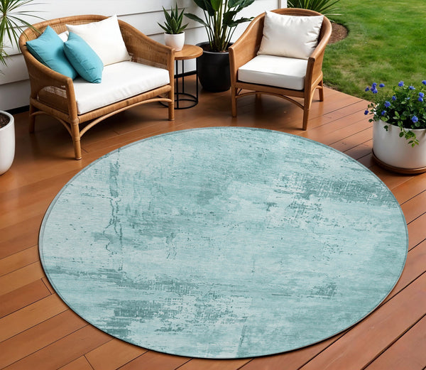 Homeroots 3' Beige And Gray Abstract Washable Indoor Outdoor Area Rug For Versatile Home Decor Solutions 8' Round Polyester 602745