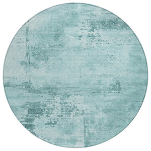 HomeRoots 5' Blue and Ivory Abstract Area Rug - Durable, Washable, Ideal for Indoor and Outdoor Spaces! 8' Round 602745