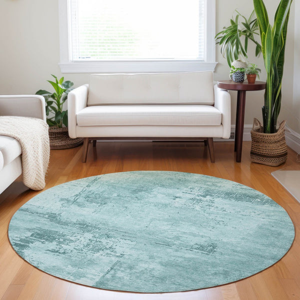Homeroots 3' Beige And Gray Abstract Washable Indoor Outdoor Area Rug For Versatile Home Decor Solutions 8' Round Polyester 602745