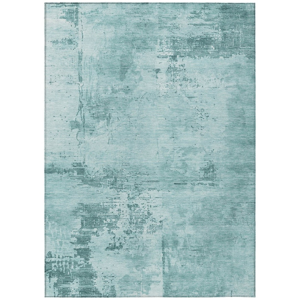 HomeRoots 5' Blue and Ivory Abstract Area Rug - Durable, Washable, Ideal for Indoor and Outdoor Spaces! 10' X 14' 602748