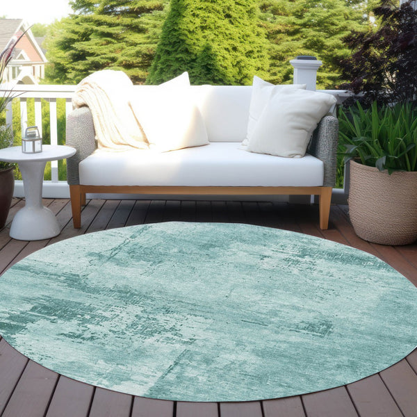 Homeroots 3' Beige And Gray Abstract Washable Indoor Outdoor Area Rug For Versatile Home Decor Solutions 8' Round Polyester 602751