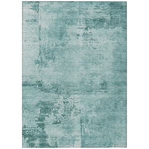 HomeRoots 5' Teal Blue and Ivory Abstract Area Rug - Stylish, Washable, Indoor/Outdoor Versatility for Any Space 10' X 14' 602754