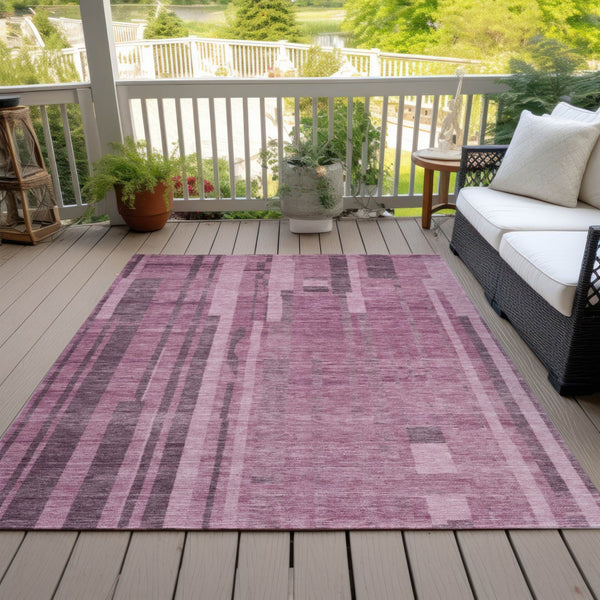 Homeroots 3' Blush And Brown Striped Washable Area Rug – Perfect For Indoor And Outdoor Spaces, Durable Design 3' X 5' Polyester 602755