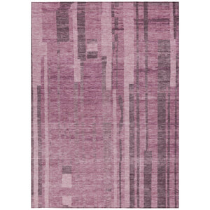 Homeroots 3' Blush And Brown Striped Washable Area Rug – Perfect For Indoor And Outdoor Spaces, Durable Design 3' X 5' Polyester 602755