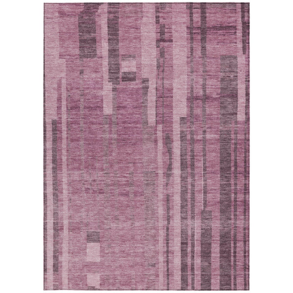Homeroots 3' Blush And Brown Striped Washable Area Rug – Perfect For Indoor And Outdoor Spaces, Durable Design 3' X 5' Polyester 602755