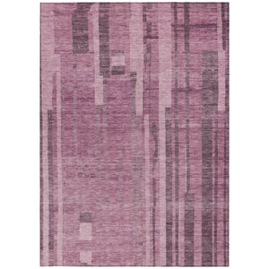 Homeroots 3' Blush And Brown Striped Washable Area Rug – Perfect For Indoor And Outdoor Spaces, Durable Design 8' X 10' Polyester 602758