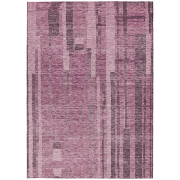 Homeroots 3' Blush And Brown Striped Washable Area Rug – Perfect For Indoor And Outdoor Spaces, Durable Design 8' X 10' Polyester 602758