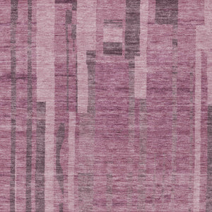 Homeroots 3' Blush And Brown Striped Washable Area Rug – Perfect For Indoor And Outdoor Spaces, Durable Design 9' X 12' Polyester 602759