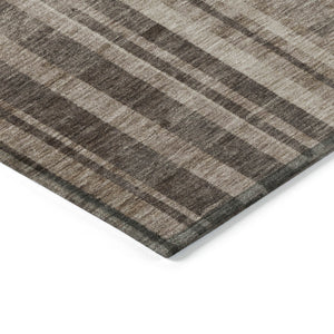 Homeroots 3' Blush And Brown Striped Washable Area Rug – Perfect For Indoor And Outdoor Spaces, Durable Design 3' X 5' Polyester 602761
