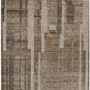 Homeroots 3' Blush And Brown Striped Washable Area Rug – Perfect For Indoor And Outdoor Spaces, Durable Design 5' X 8' Polyester 602762