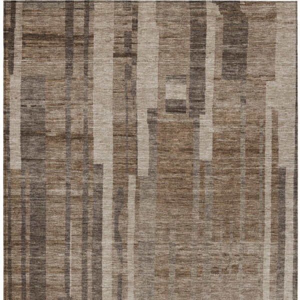 Homeroots 3' Blush And Brown Striped Washable Area Rug – Perfect For Indoor And Outdoor Spaces, Durable Design 5' X 8' Polyester 602762