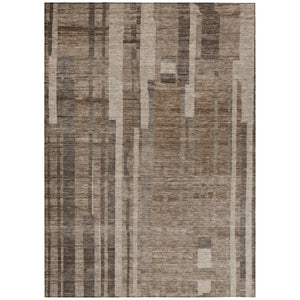 HomeRoots 5' Timeless Brown and Beige Striped Indoor-Outdoor Area Rug for Effortless Style and Durability 5' X 8' 602762