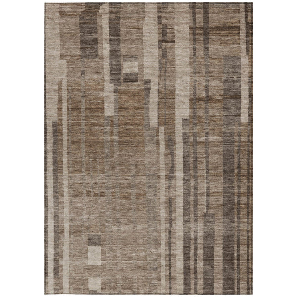 Homeroots 3' Blush And Brown Striped Washable Area Rug – Perfect For Indoor And Outdoor Spaces, Durable Design 10' X 14' Polyester 602766