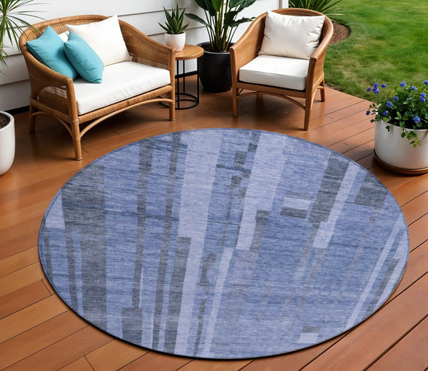 Homeroots 3' Blush And Brown Striped Washable Area Rug – Perfect For Indoor And Outdoor Spaces, Durable Design 8' Round Polyester 602769
