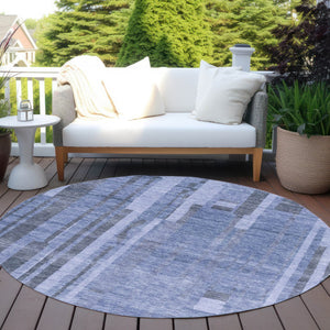 Homeroots 3' Blush And Brown Striped Washable Area Rug – Perfect For Indoor And Outdoor Spaces, Durable Design 8' Round Polyester 602769