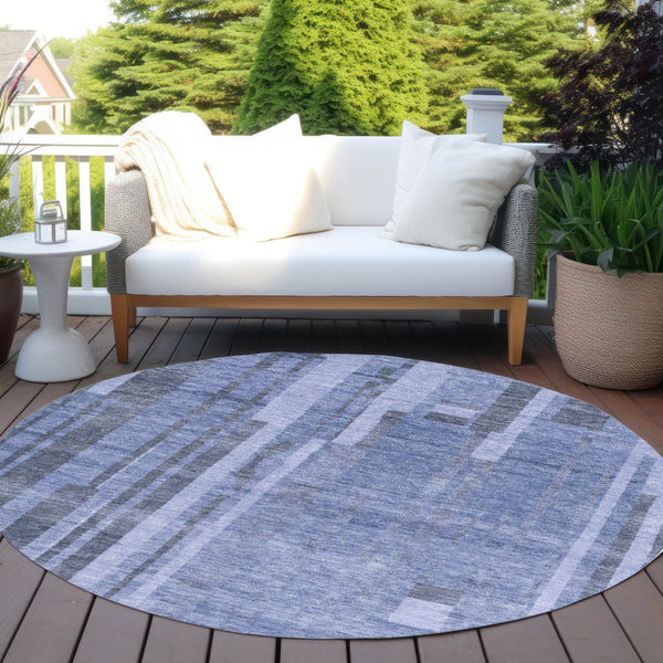 Homeroots 3' Blush And Brown Striped Washable Area Rug – Perfect For Indoor And Outdoor Spaces, Durable Design 8' Round Polyester 602769