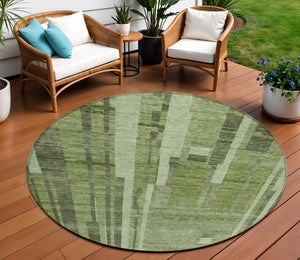 Homeroots 3' Blush And Brown Striped Washable Area Rug – Perfect For Indoor And Outdoor Spaces, Durable Design 8' Round Polyester 602775