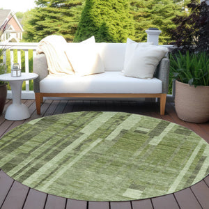 Homeroots 3' Blush And Brown Striped Washable Area Rug – Perfect For Indoor And Outdoor Spaces, Durable Design 8' Round Polyester 602775