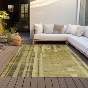 Homeroots 3' Blush And Brown Striped Washable Area Rug – Perfect For Indoor And Outdoor Spaces, Durable Design 3' X 5' Polyester 602779