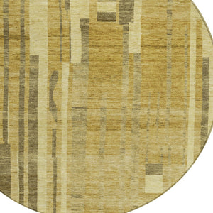 Homeroots 3' Blush And Brown Striped Washable Area Rug – Perfect For Indoor And Outdoor Spaces, Durable Design 8' Round Polyester 602781
