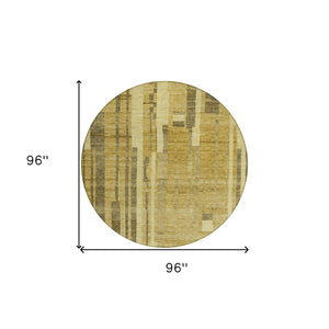 Homeroots 3' Blush And Brown Striped Washable Area Rug – Perfect For Indoor And Outdoor Spaces, Durable Design 8' Round Polyester 602781