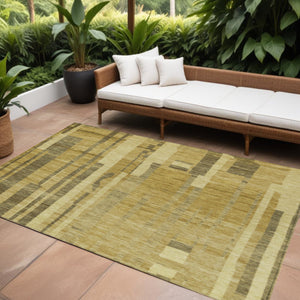 Homeroots 3' Blush And Brown Striped Washable Area Rug – Perfect For Indoor And Outdoor Spaces, Durable Design 8' X 10' Polyester 602782