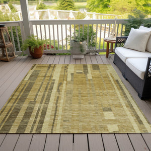 Homeroots 3' Blush And Brown Striped Washable Area Rug – Perfect For Indoor And Outdoor Spaces, Durable Design 8' X 10' Polyester 602782