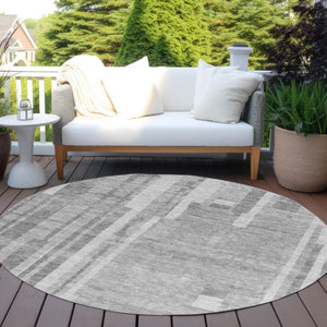 Homeroots 3' Blush And Brown Striped Washable Area Rug – Perfect For Indoor And Outdoor Spaces, Durable Design 8' Round Polyester 602787