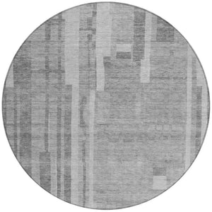 Homeroots 3' Blush And Brown Striped Washable Area Rug – Perfect For Indoor And Outdoor Spaces, Durable Design 8' Round Polyester 602787