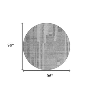 Homeroots 3' Blush And Brown Striped Washable Area Rug – Perfect For Indoor And Outdoor Spaces, Durable Design 8' Round Polyester 602787