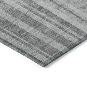 HomeRoots 5' Stylish Gray and Silver Striped Washable Rug - Perfect for Indoor and Outdoor High-Traffic Areas 10' X 14' 602790